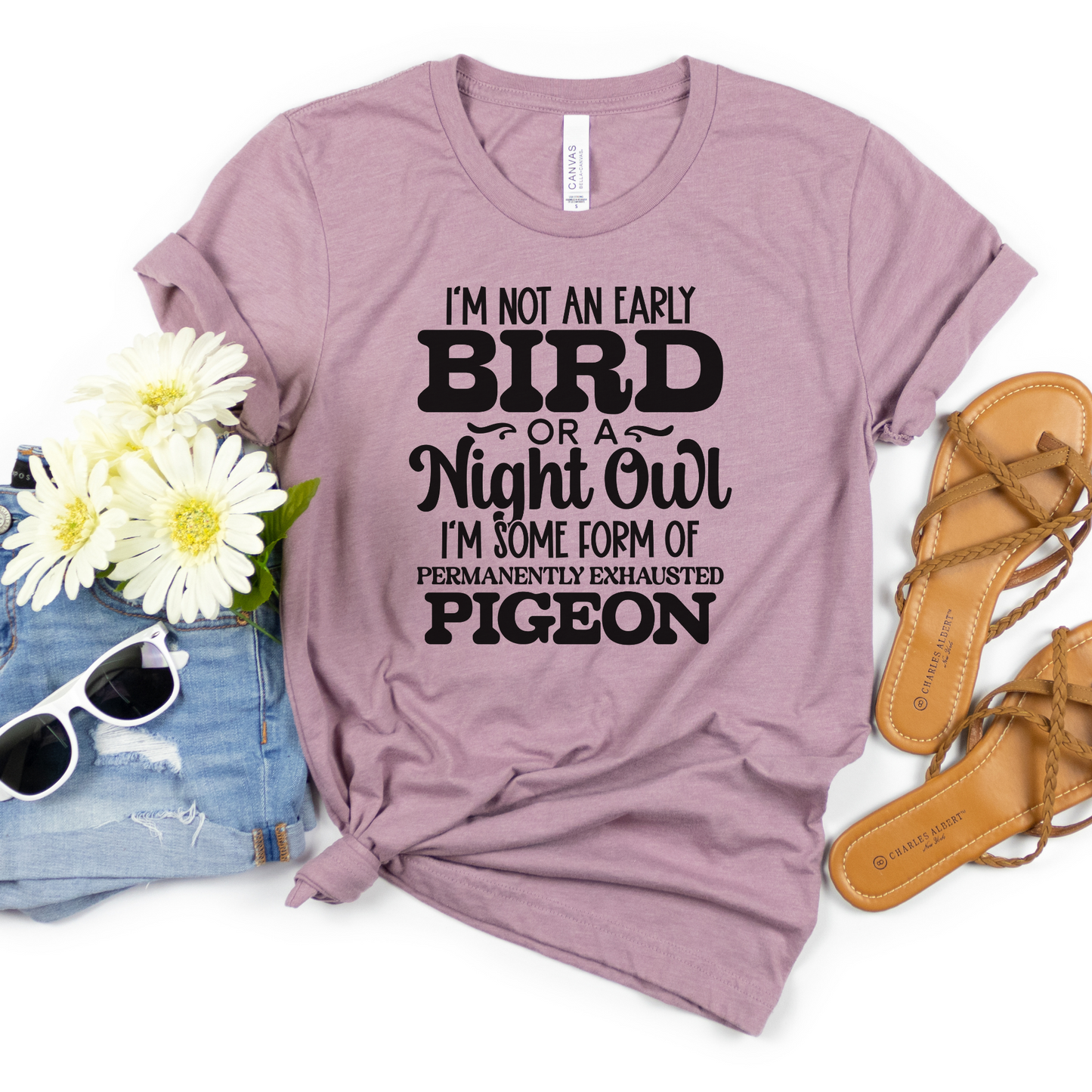Permanently Exhausted Pigeon Tee: Casual Comfort with a Hint of Humor