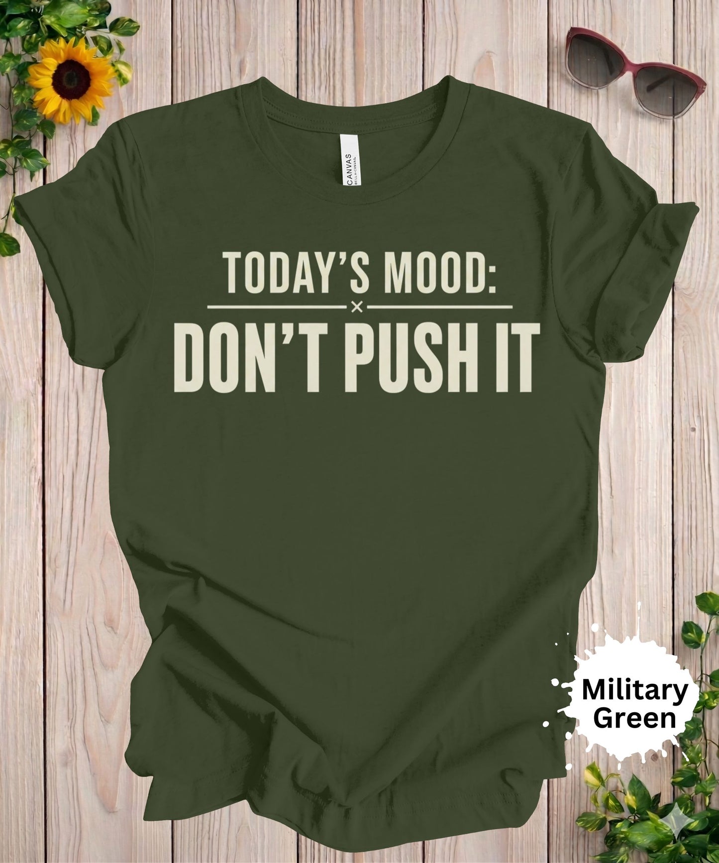 todays mood dont push it funny sarcastic graphic tee for women