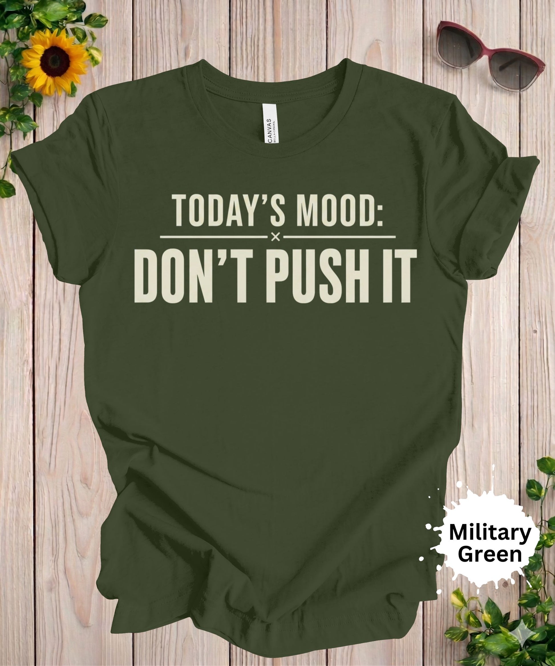 todays mood dont push it funny sarcastic graphic tee for women