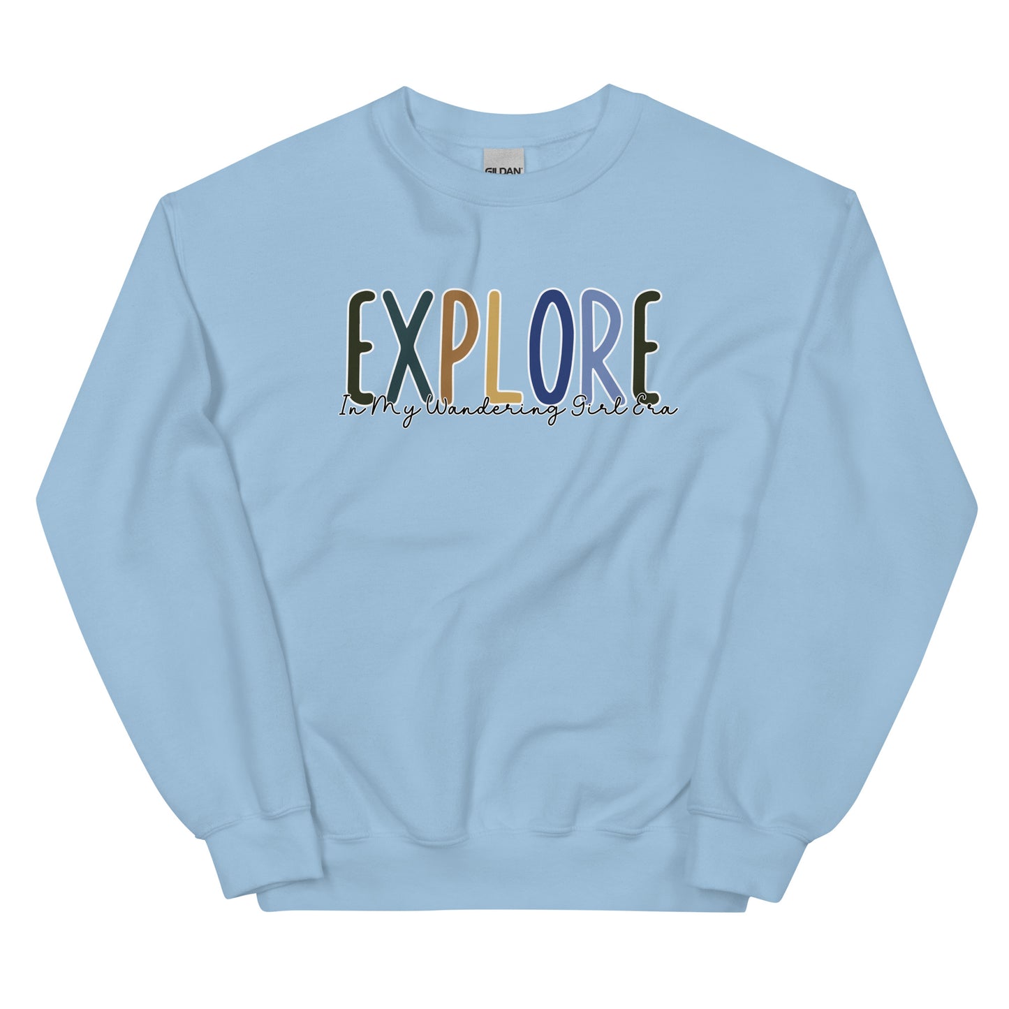 Explore, In My Wandering Girl Era, Pullover Crewneck Sweatshirt