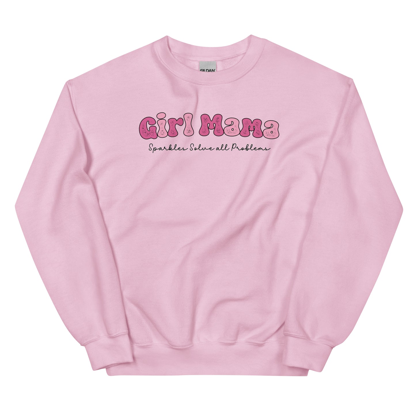 Girl Mama, Sparkles Solve All Problems Pullover Crewneck Sweatshirt