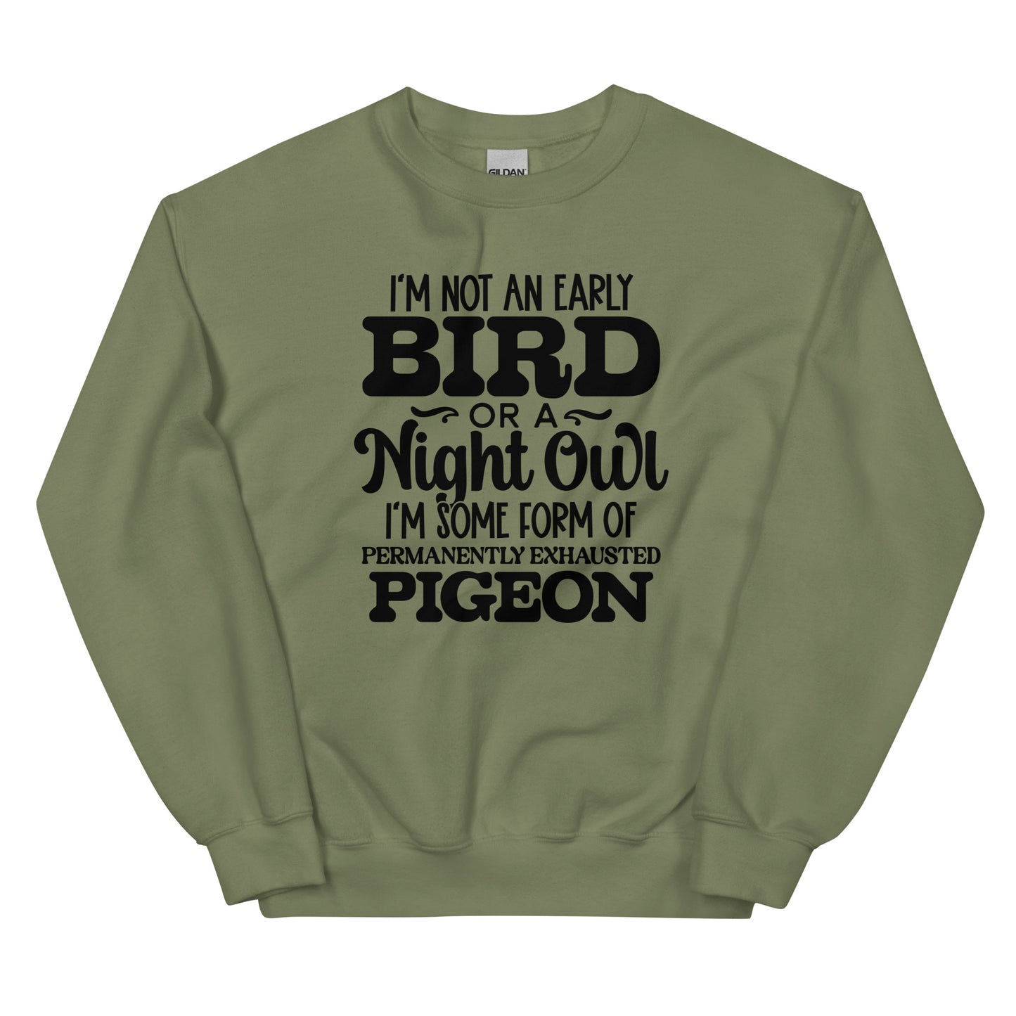 Casual Comfort: Permanently Exhausted Pigeon Crewneck