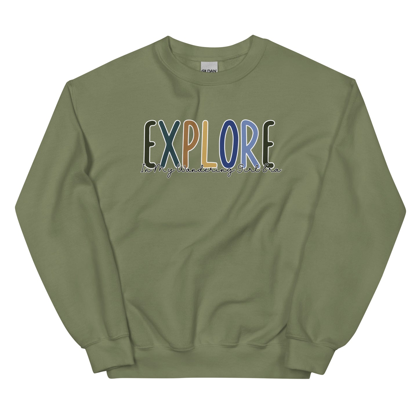 Explore, In My Wandering Girl Era, Pullover Crewneck Sweatshirt