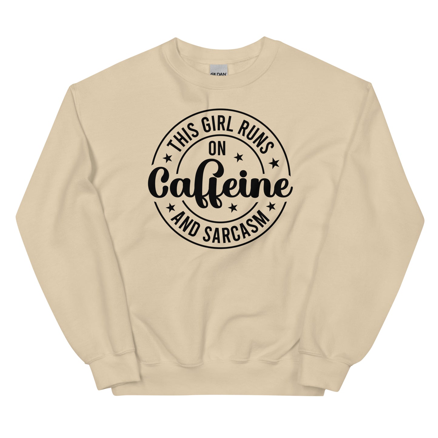 This Girl Runs on Caffeine & Sarcasm Pullover Crewneck Sweatshirt