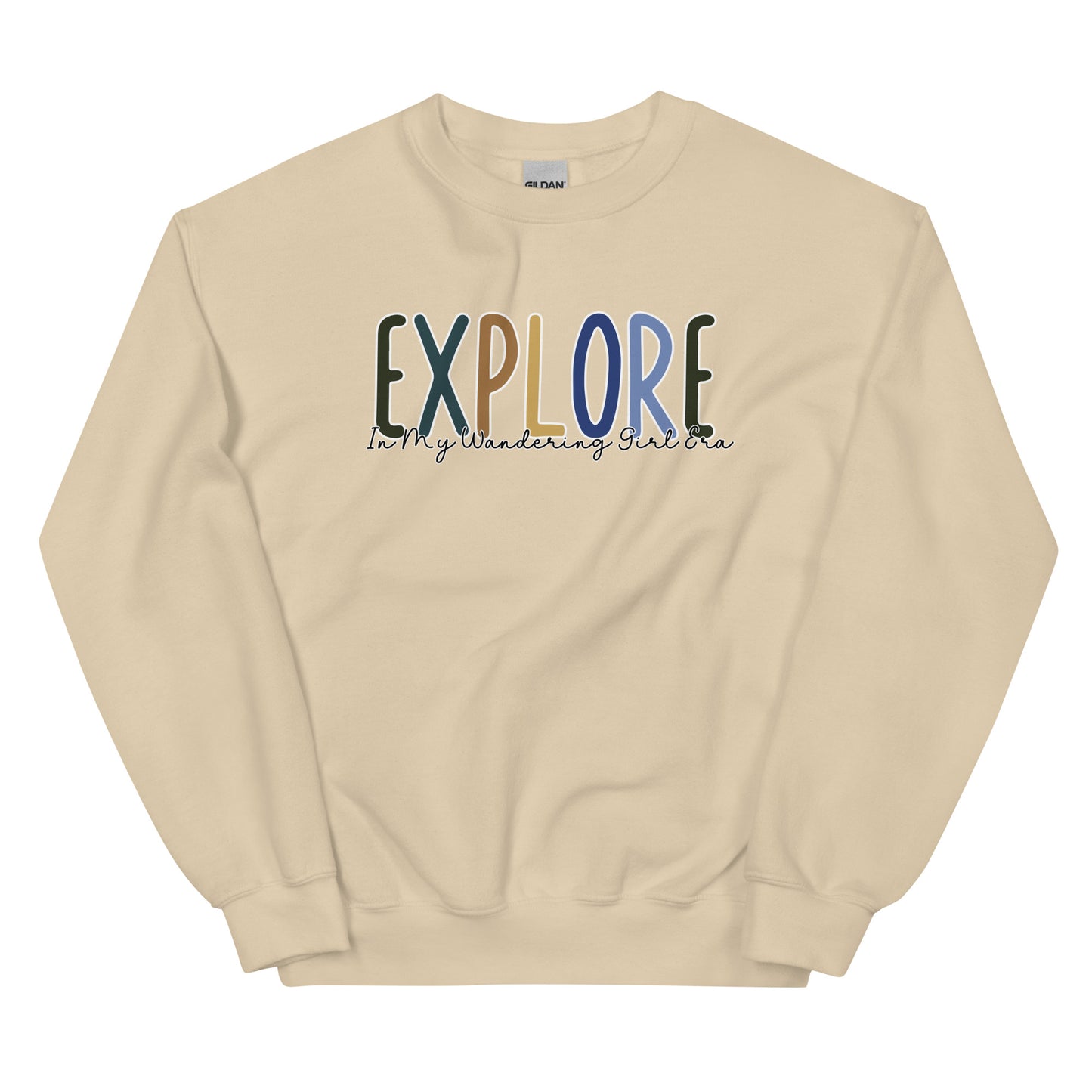 Explore, In My Wandering Girl Era, Pullover Crewneck Sweatshirt