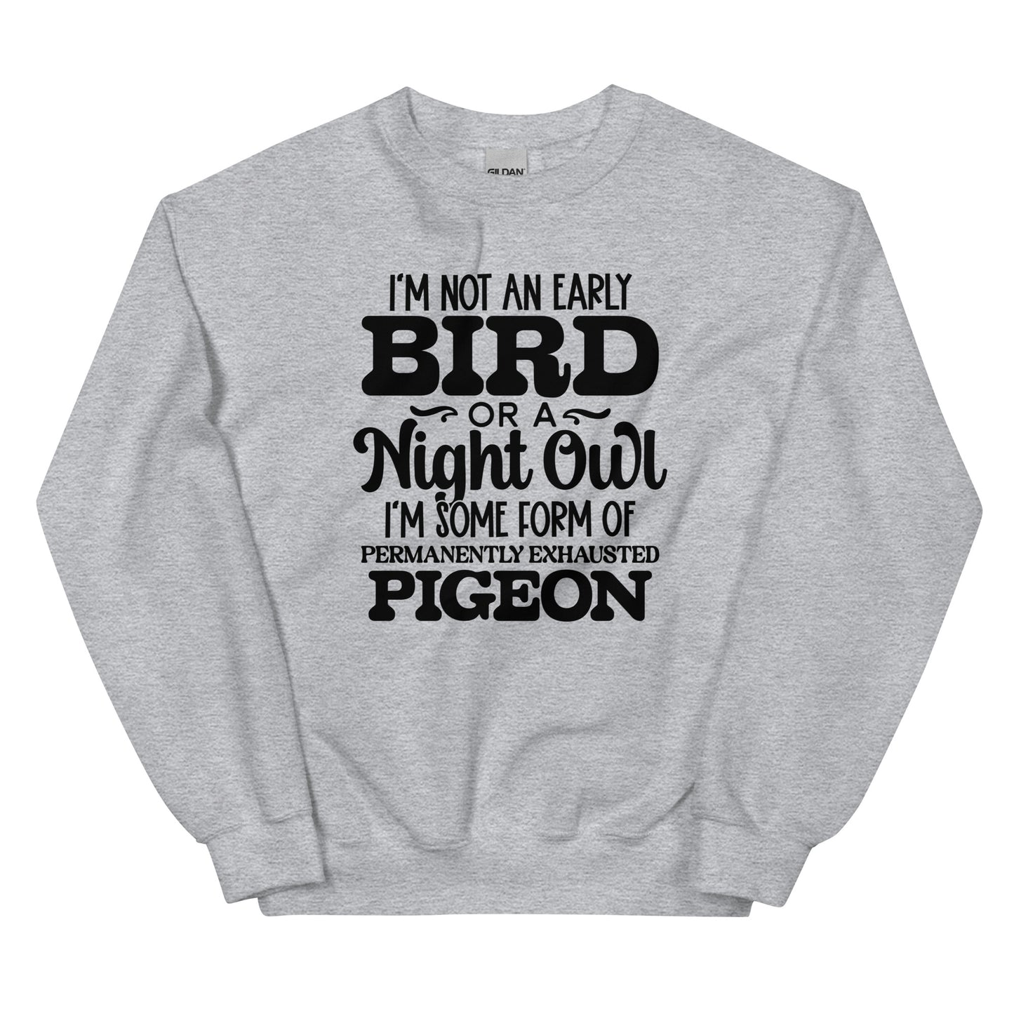 Casual Comfort: Permanently Exhausted Pigeon Crewneck