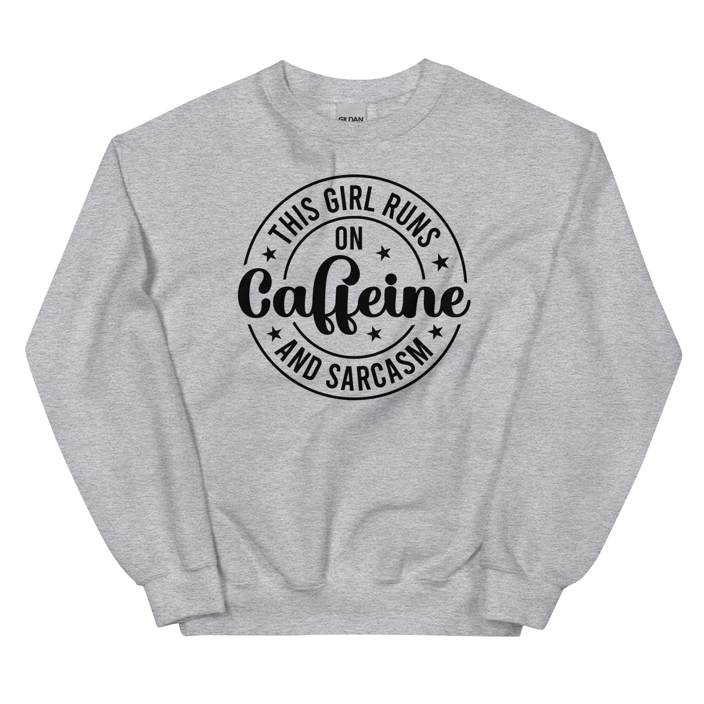 This Girl Runs on Caffeine & Sarcasm Pullover Crewneck Sweatshirt