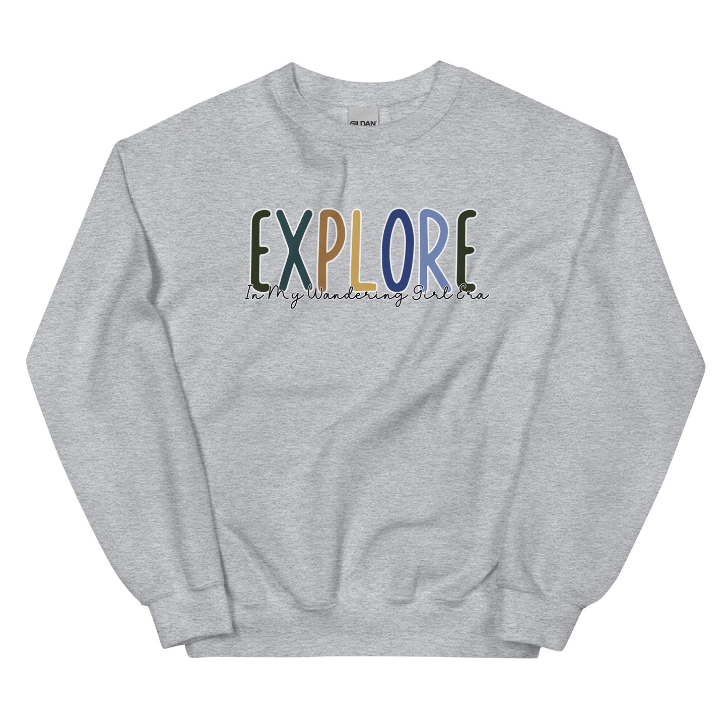 Explore, In My Wandering Girl Era, Pullover Crewneck Sweatshirt