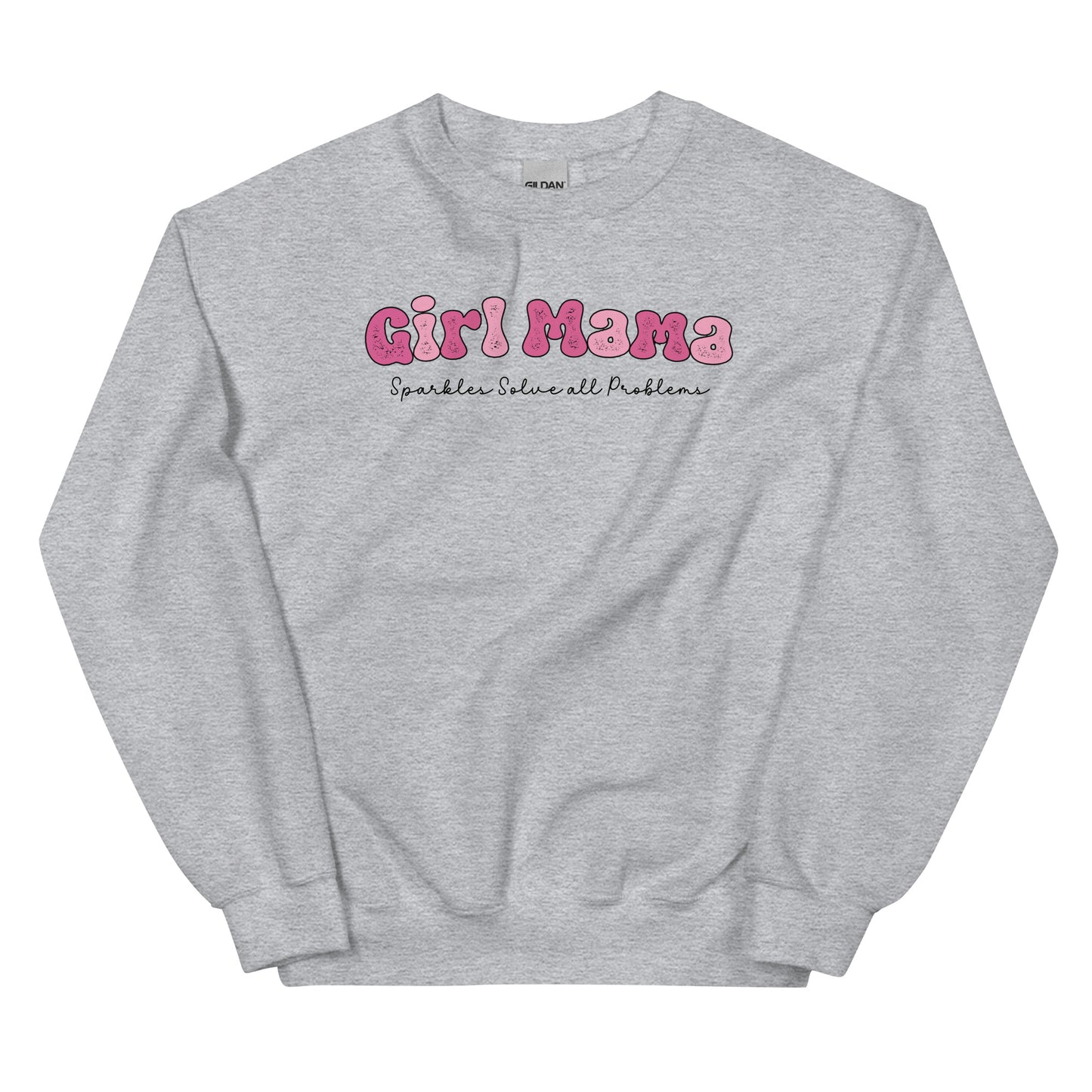 Girl Mama, Sparkles Solve All Problems Pullover Crewneck Sweatshirt