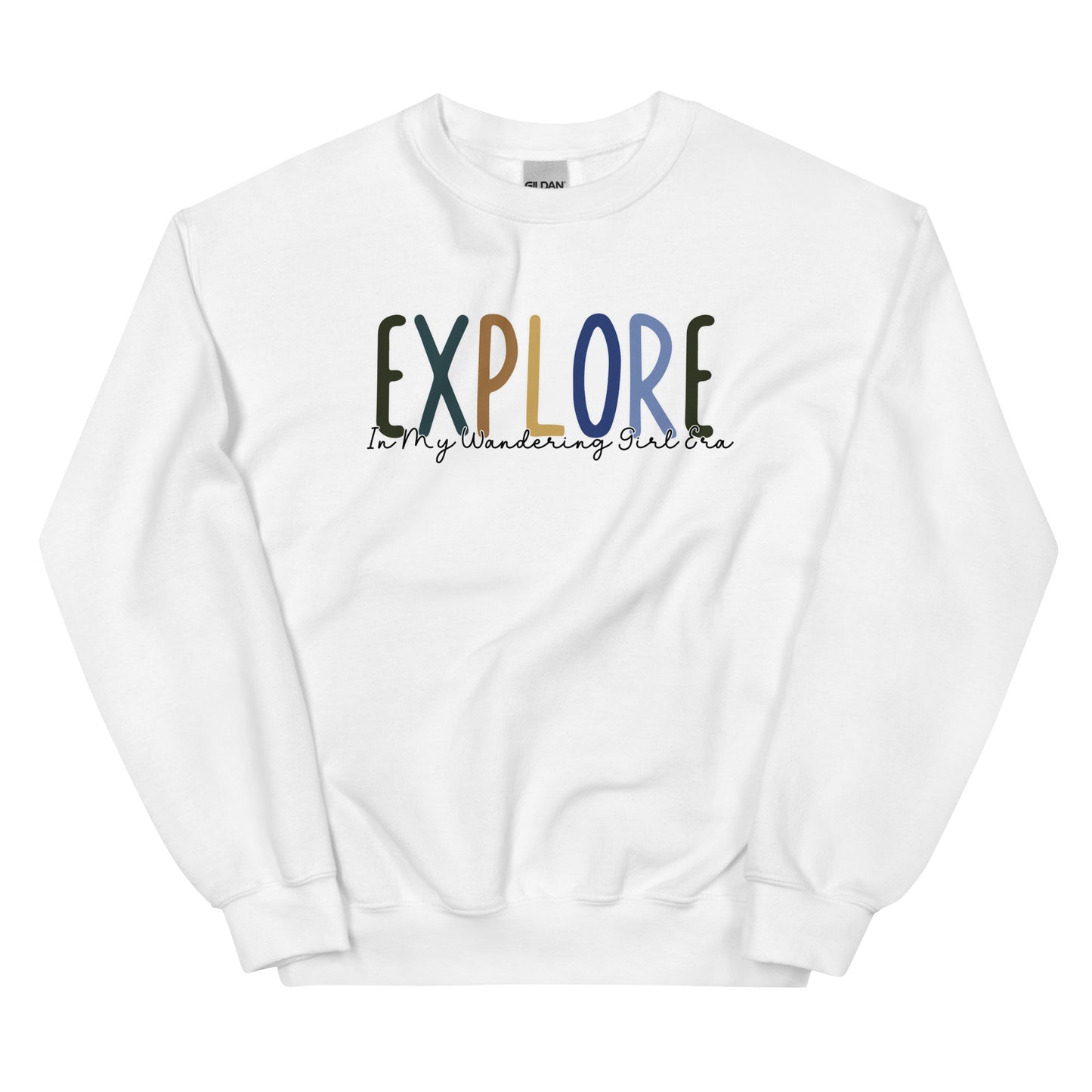 Explore, In My Wandering Girl Era, Pullover Crewneck Sweatshirt