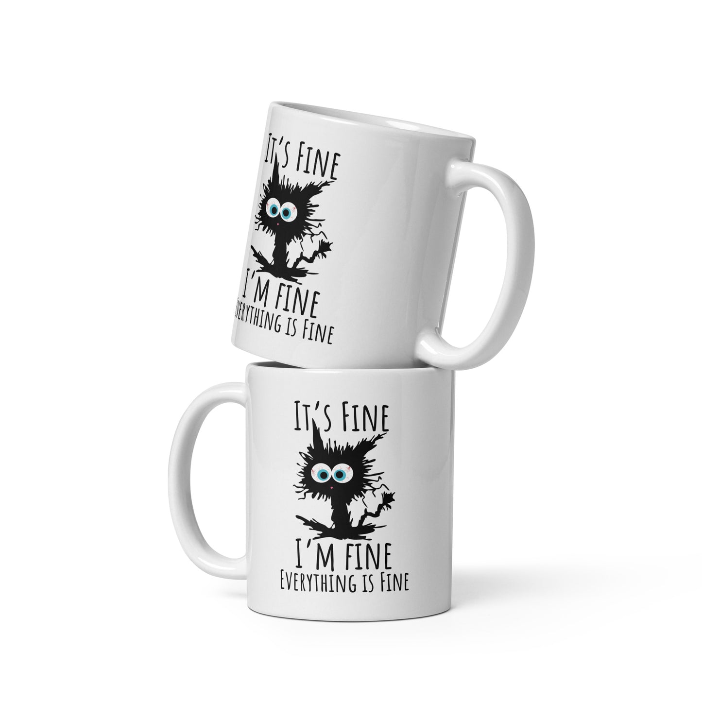 I'm Fine, Everything is Fine Feline White Ceramic Coffee Mug