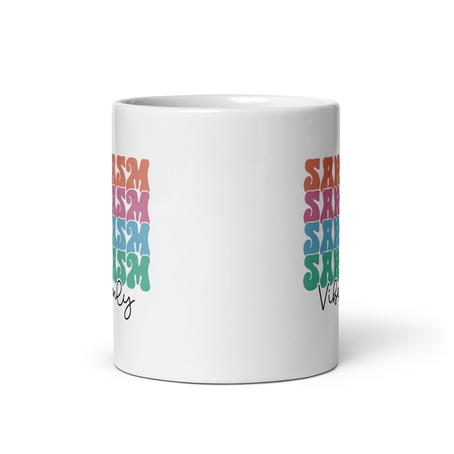 Retro Sarcasm Vibes White Ceramic Coffee Mug