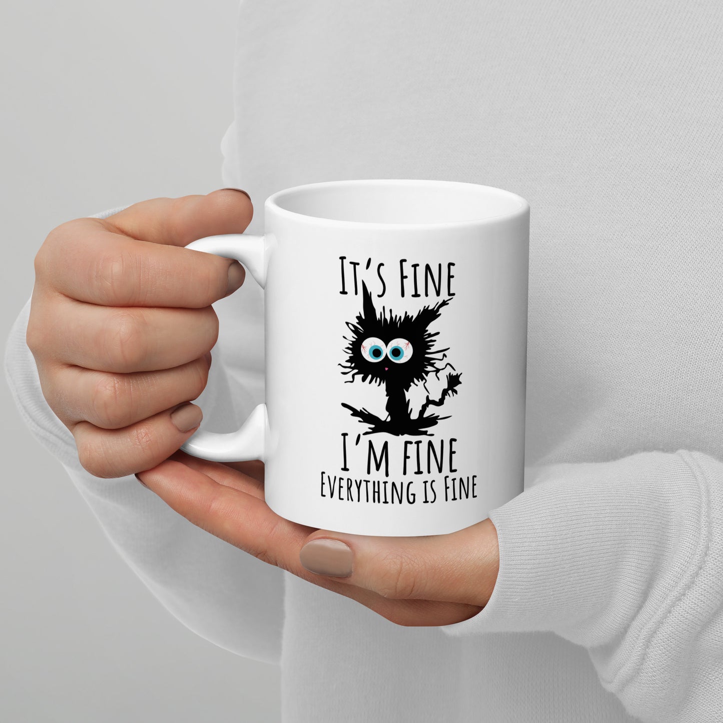 I'm Fine, Everything is Fine Feline White Ceramic Coffee Mug