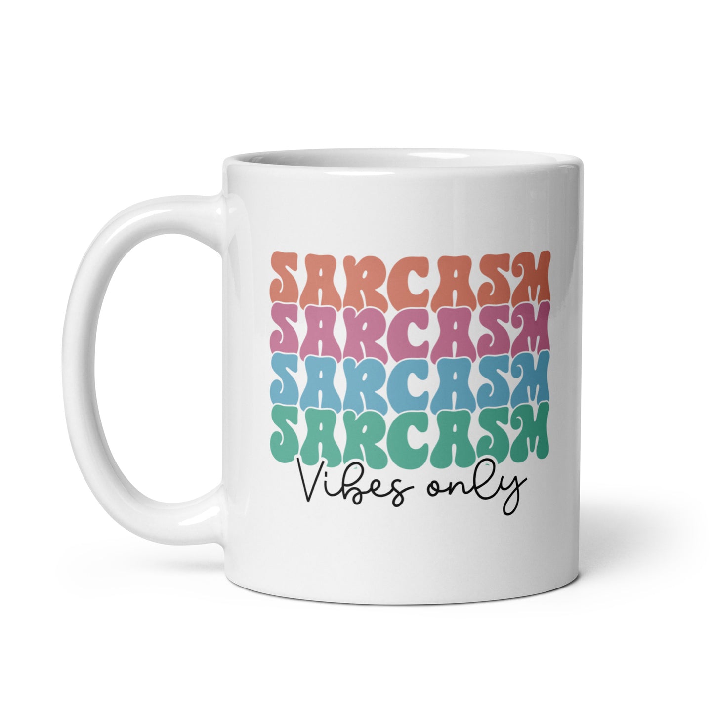 Retro Sarcasm Vibes White Ceramic Coffee Mug