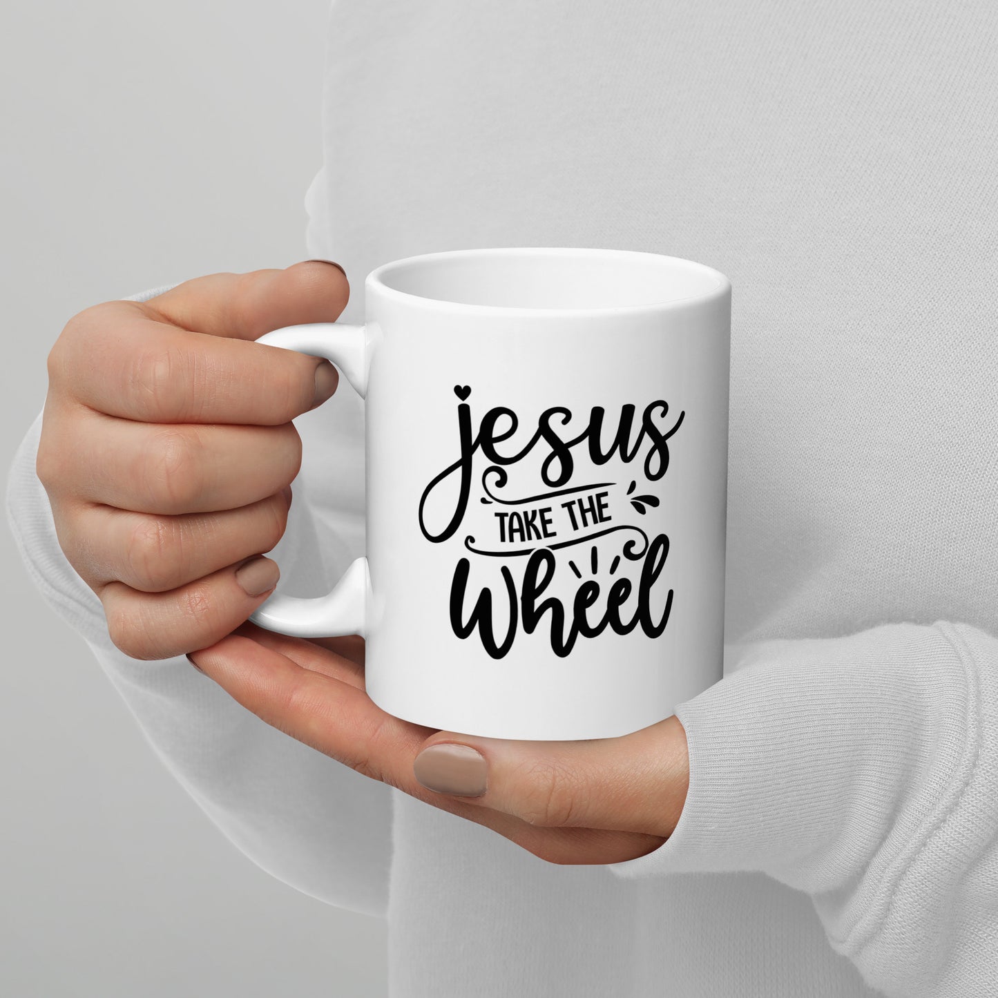 Jesus Take The Wheel White Ceramic Coffee Mug