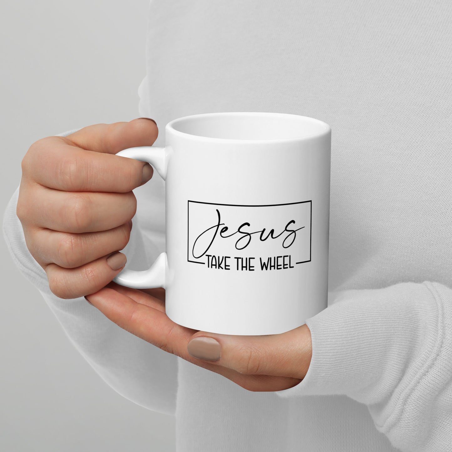 Jesus Take The Wheel White Ceramic Coffee Statement Mug