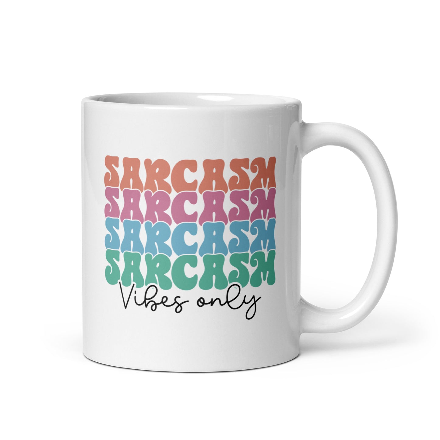 Retro Sarcasm Vibes White Ceramic Coffee Mug