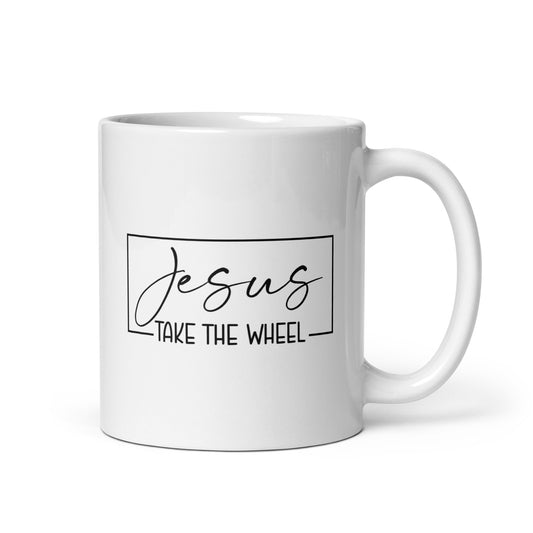 Jesus Take The Wheel White Ceramic Coffee Statement Mug