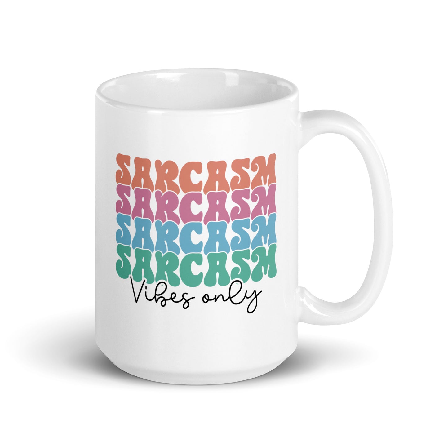 Retro Sarcasm Vibes White Ceramic Coffee Mug