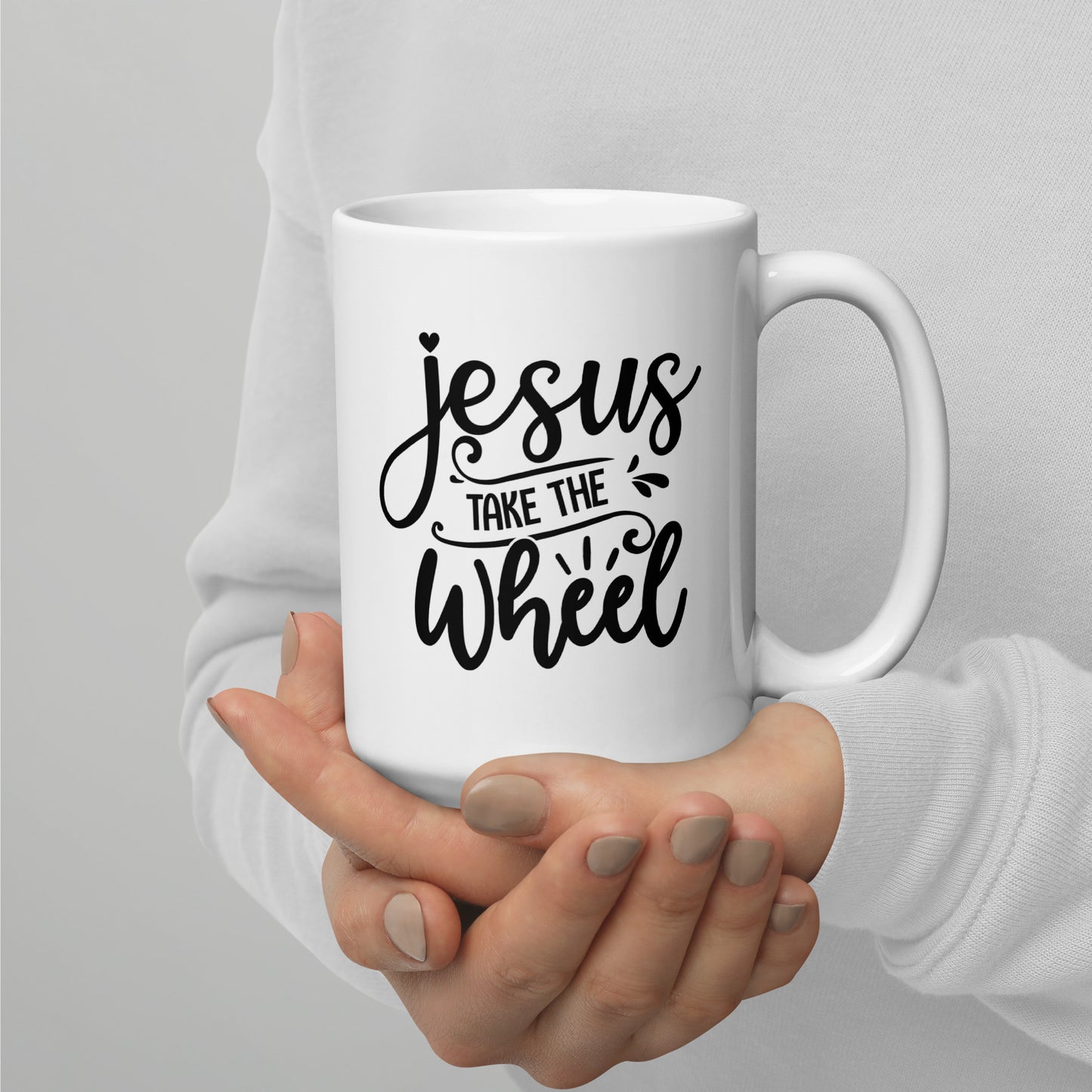 Jesus Take The Wheel White Ceramic Coffee Mug