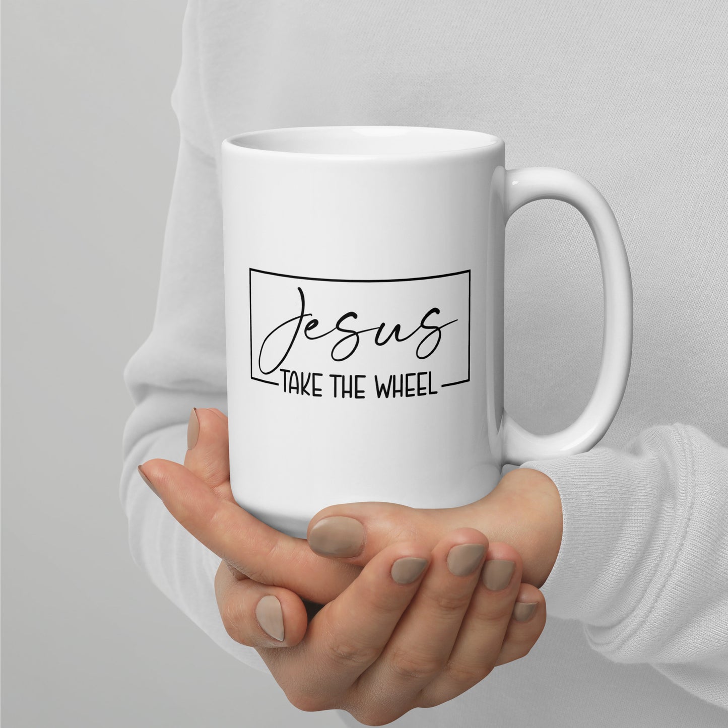 Jesus Take The Wheel White Ceramic Coffee Statement Mug