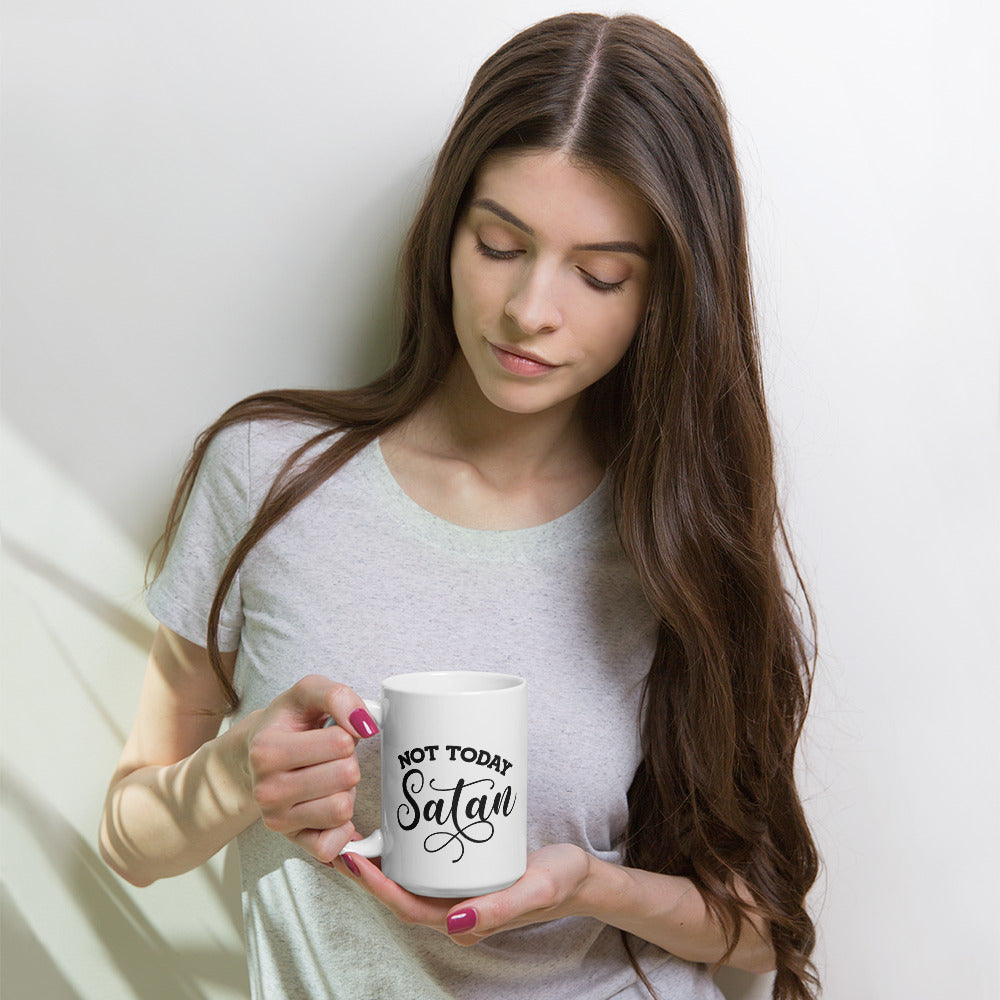 Defiance in a Mug: 'Not Today Satan' White Ceramic Coffee Cup