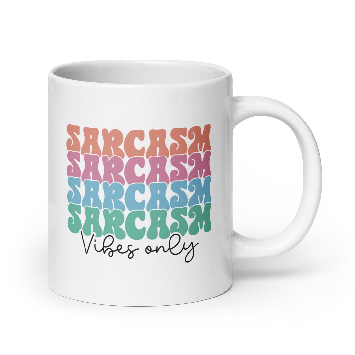 Retro Sarcasm Vibes White Ceramic Coffee Mug